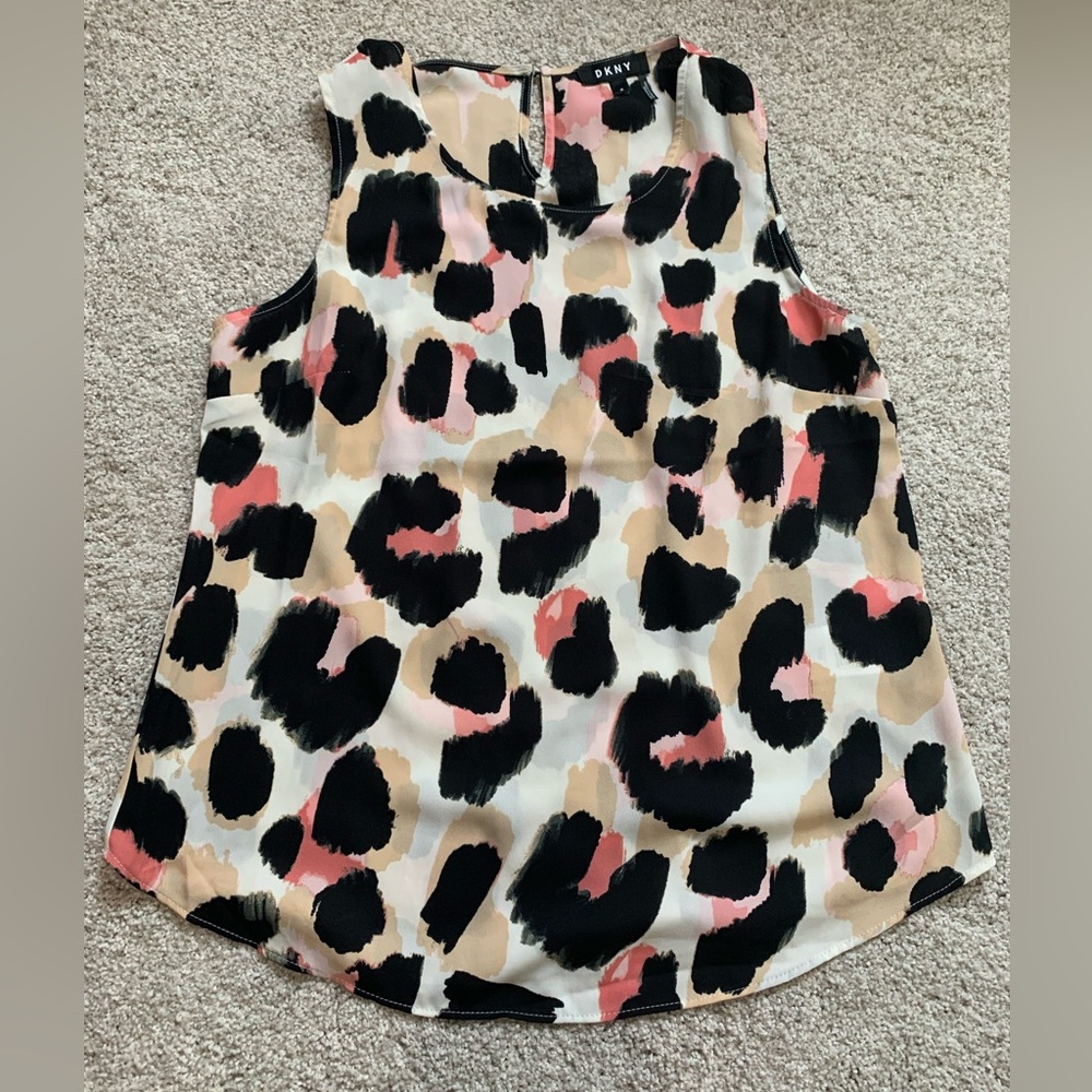 DKNY Animal print Sleeveless Blouse Top Medium